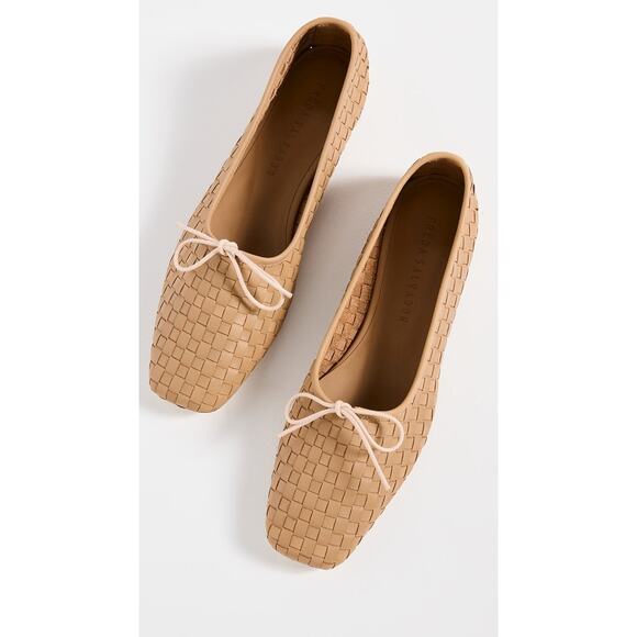 Freda Salvador Woven Leather Jada Flats - 7.5 - Latte Closed Woven Calf - Picture 2 of 5